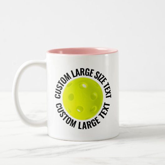 Pickleball & Large Text PINK 11oz カスタム ツートーンマグカップ (左)