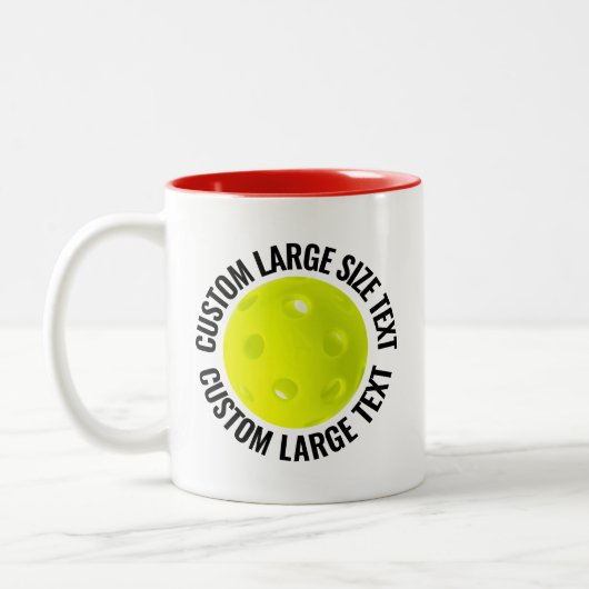 Pickleball & Large Text RED 11oz カスタム ツートーンマグカップ (左)