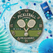 Pickleball Lounge Vintage Rustic Paddle ペーパープレート (パーティー)