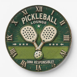 Pickleball Lounge Vintage Rustic Paddle ペーパープレート