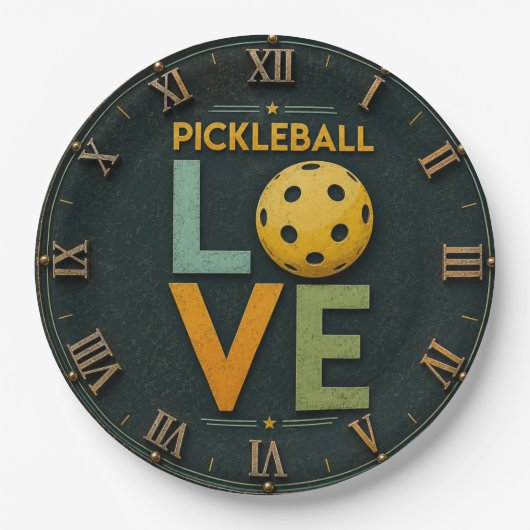Pickleball Love Paddle Ball ペーパープレート (正面)