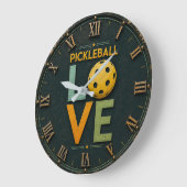 Pickleball Love Paddle Ball  ラージ壁時計 (傾斜)