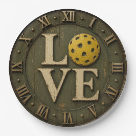 Pickleball Love Rustic Pickleball Player Gift ペーパープレート