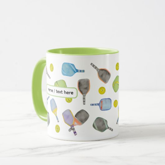 Pickleball Mug – Funny Paddle Pattern マグカップ (正面左)
