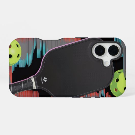 Pickleball Neon Paddle Motion Case iPhone 16ケース (裏面横)