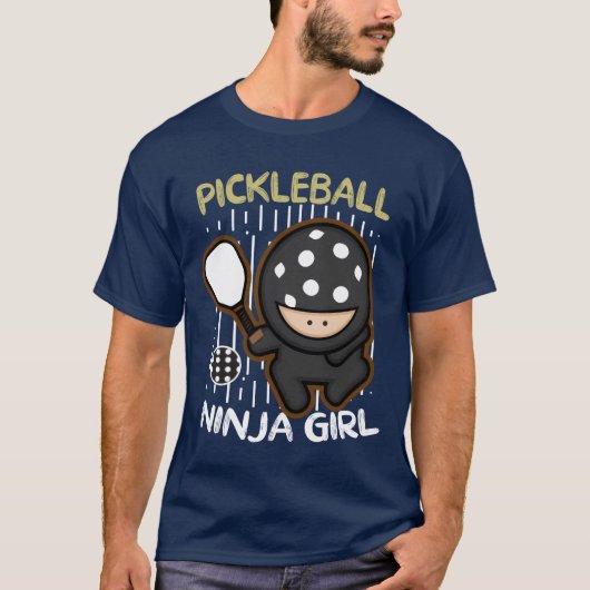 pickleball ninja girl funny pickleball sports girl tシャツ (正面)