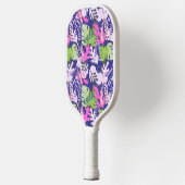 Pickleball Paddle : Abstract Leaves (blue/fuchsia) ピックルボールラケット (左)