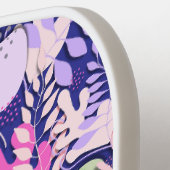 Pickleball Paddle : Abstract Leaves (blue/fuchsia) ピックルボールラケット (左詳細)