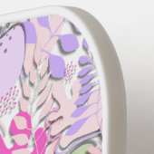 Pickleball Paddle : Abstract Leaves (white/yellow) ピックルボールラケット (左詳細)