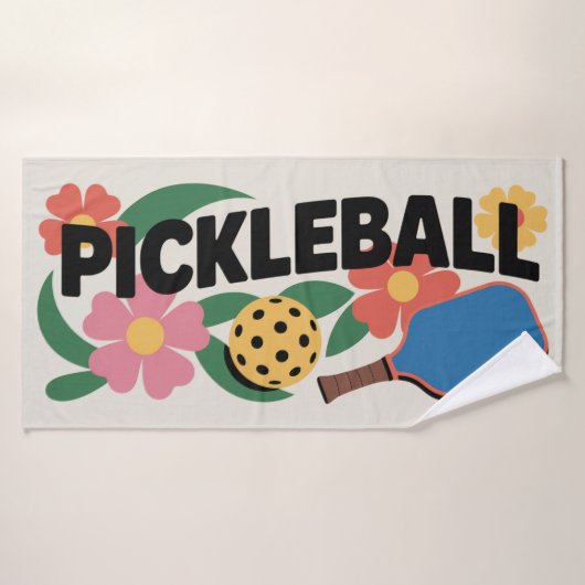 Pickleball Paddle And Ball Floral Sports Towel バスタオル (バスタオル)
