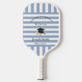 Pickleball Paddle Cute Blue Stripe Graduation  ピックルボールラケット (裏面)