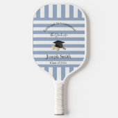 Pickleball Paddle Cute Blue Stripe Graduation  ピックルボールラケット (正面)