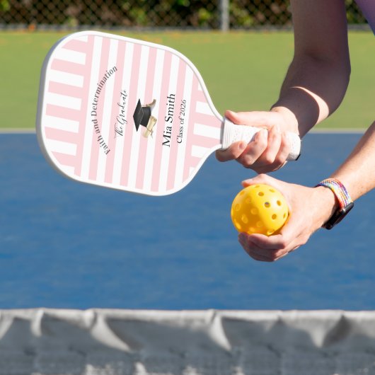 Pickleball Paddle Cute Graduation Pink Stripe ピックルボールラケット (インサイチュ)
