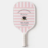 Pickleball Paddle Cute Graduation Pink Stripe ピックルボールラケット (正面)
