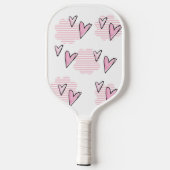 Pickleball Paddle Cute Pink Hearts  ピックルボールラケット (裏面)