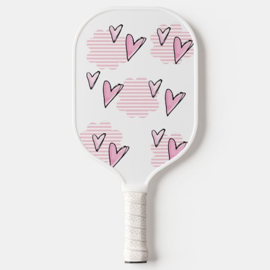 Pickleball Paddle Cute Pink Hearts  ピックルボールラケット (正面)