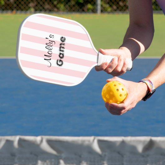 Pickleball Paddle Cute Stripe Pink & White ピックルボールラケット (インサイチュ)