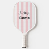 Pickleball Paddle Cute Stripe Pink & White ピックルボールラケット (裏面)