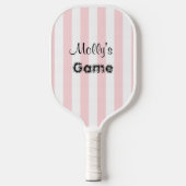Pickleball Paddle Cute Stripe Pink & White ピックルボールラケット (正面)