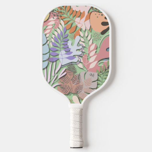 Pickleball Paddle : Organic Leaves (green/yellow) ピックルボールラケット (正面)