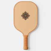 Pickleball Paddle with geometric peachy mandala ピックルボールラケット (正面)