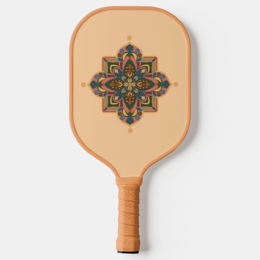 Pickleball Paddle with geometric peachy mandala ピックルボールラケット (裏面)