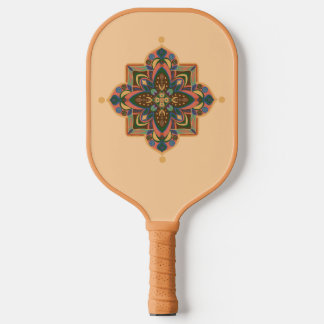 Pickleball Paddle with geometric peachy mandala ピックルボールラケット