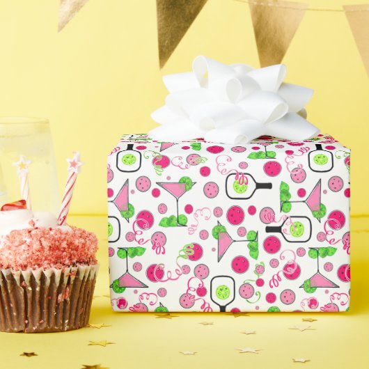 Pickleball Party Celebration Cosmo Cocktail White ラッピングペーパー (誕生日パーティー)