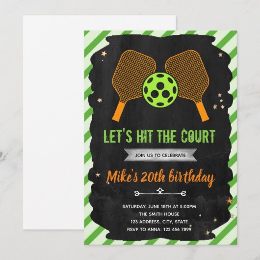 Pickleball party invitation 招待状 (正面/裏面)