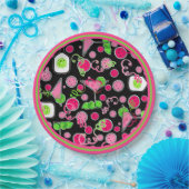 Pickleball Party Pink Cosmo Cocktails Green Limes ペーパープレート (パーティー)