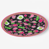 Pickleball Party Pink Cosmo Cocktails Green Limes ペーパープレート (アングル)