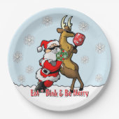 Pickleball Party Santa Reindeer Snowflakes ペーパープレート (正面)