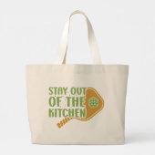 Pickleball Passion：キッチンから出おもしろいる ラージトートバッグ (裏面)