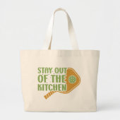 Pickleball Passion：キッチンから出おもしろいる ラージトートバッグ (正面)