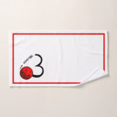 Pickleball Personalized Heart Red and White ハンドタオル (ハンドタオル)