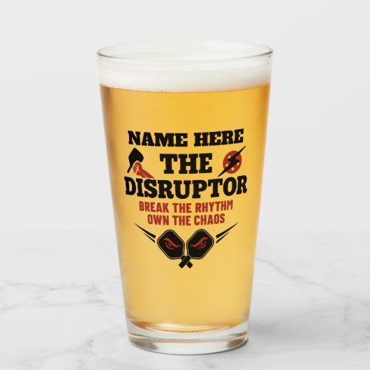 Pickleball Personalized Name The Disruptor Beer タンブラーグラス (ドリンク正面)