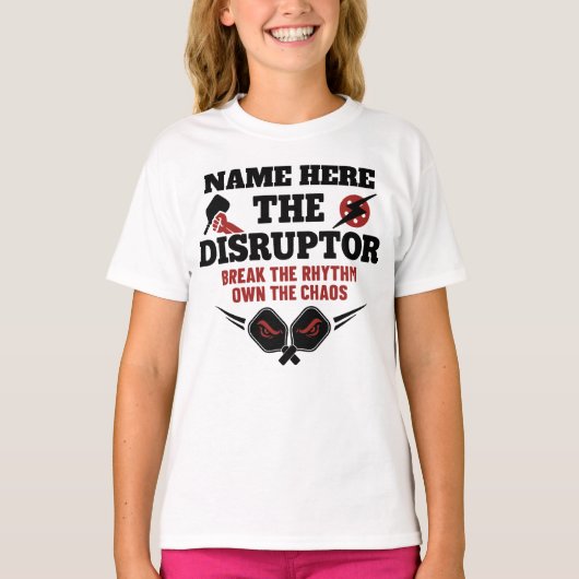 Pickleball Personalized Name THE DISRUPTOR Chaos Tシャツ (正面)