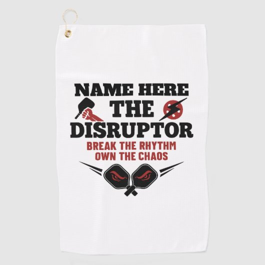 Pickleball Personalized Name The Disruptor Towel ゴルフタオル (正面)