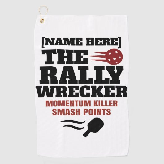 Pickleball Personalized Name The Rally Wrecker ゴルフタオル (正面)