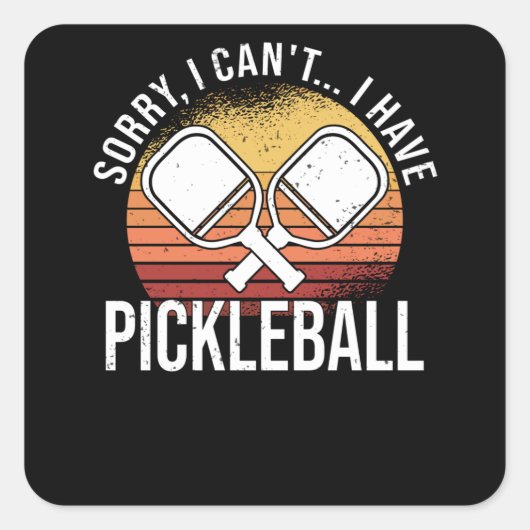 Pickleball Pickball Player No Time Retro スクエアシール (正面)