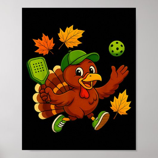 Pickleball pickle ball turkey thanksgiving fall ポスター (正面)