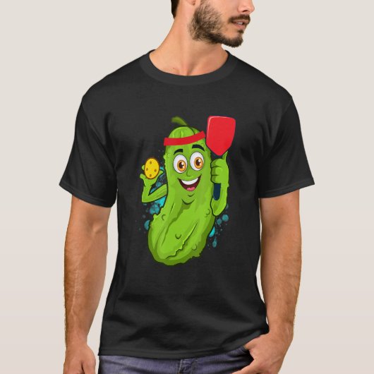 Pickleball Pickle Paddle  Cucumber Player Vegan Tシャツ (正面)