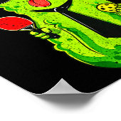 Pickleball pickle with tie &amp; sunglasses funny ポスター (角)