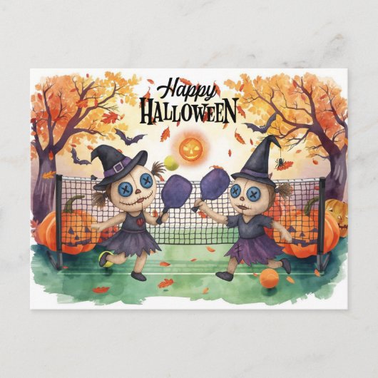 Pickleball Playerのハロウィーンパーティー シーズンポストカード (正面)