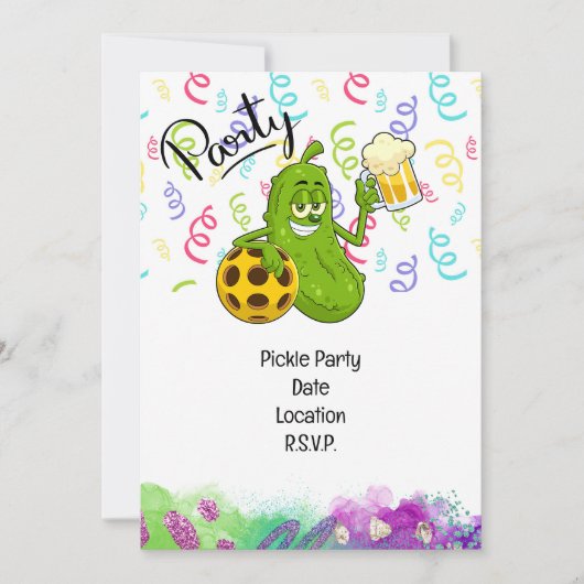 Pickleball Playerパーティー保存日 招待状 (正面)