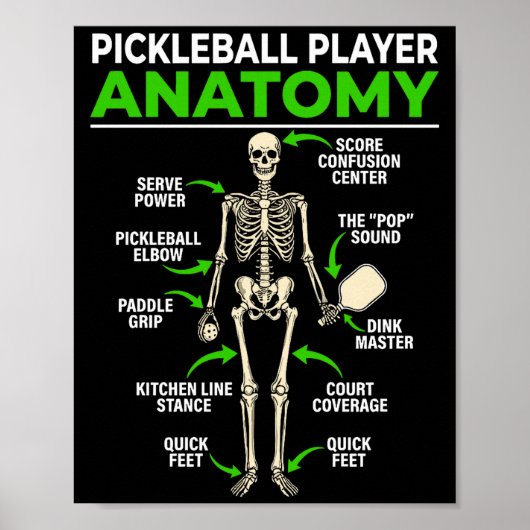 Pickleball player anatomy funny dink pickle ball ポスター (正面)