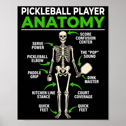 Pickleball player anatomy funny dink pickle ball ポスター (正面)