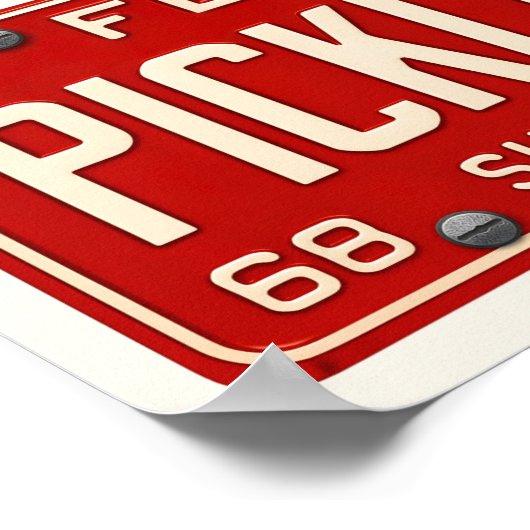 Pickleball Player Art Retro Florida License Plate ポスター (角)