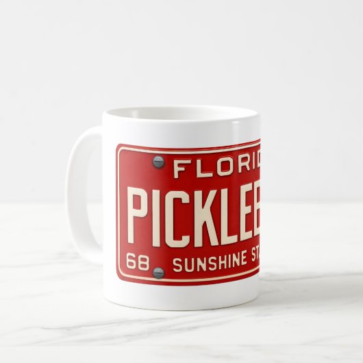 Pickleball Player Fan Retro Florida License Plate コーヒーマグカップ (正面左)