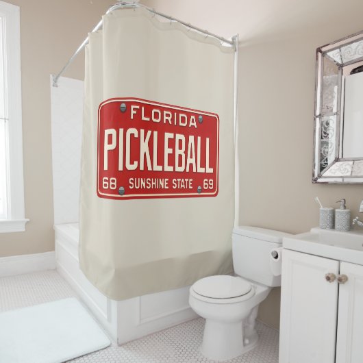 Pickleball Player Fan Retro Florida License Plate シャワーカーテン (インサイチュ)
